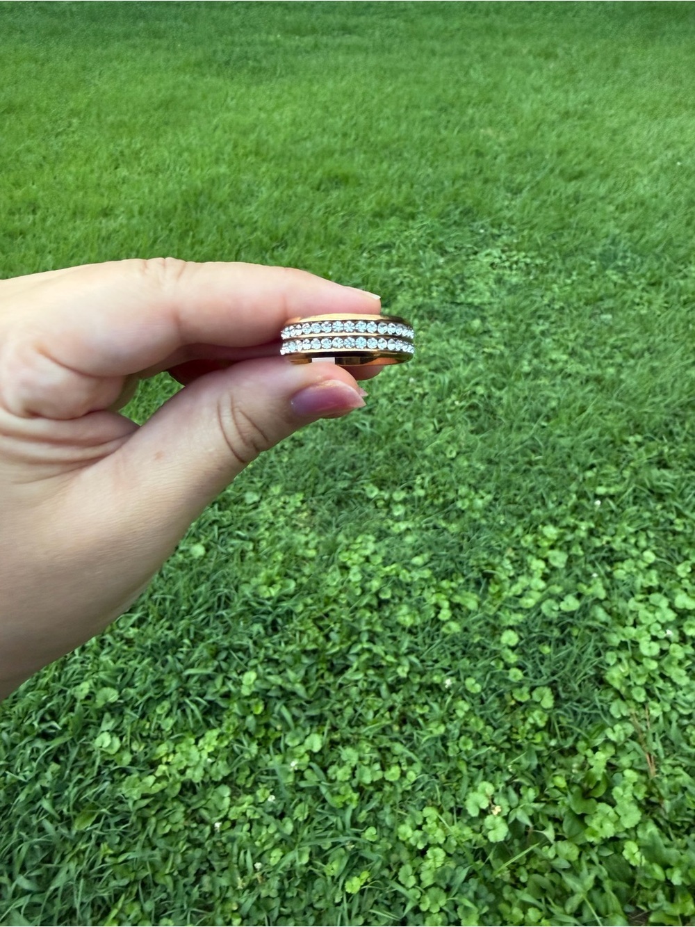 Gold Tone Stainless Steel Double Band Ring